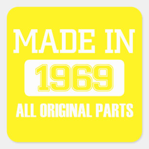 Made In 1969 All Original Parts Square Sticker