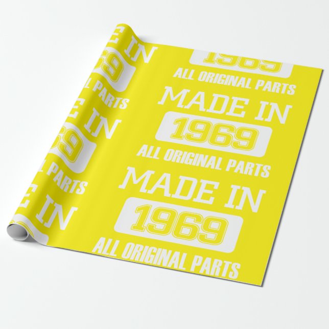 Made In 1969 All Original Parts Wrapping Paper (Unrolled)