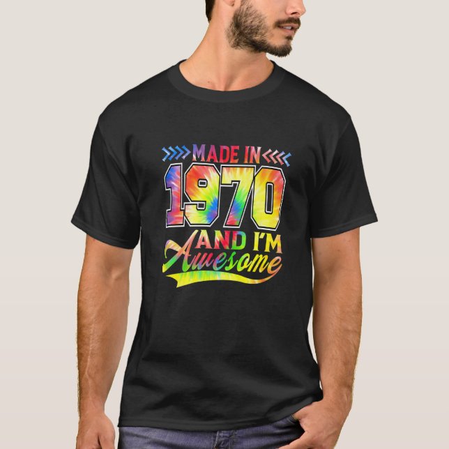 Made In 1970 And I'm Awesome Colour Spectrum Birth T-Shirt (Front)