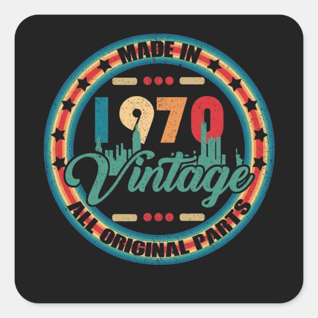 Made In 1970 Classic 52nd Birthday All Original Square Sticker (Front)