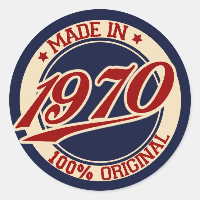 Made In 1970 Classic Round Sticker (Front)
