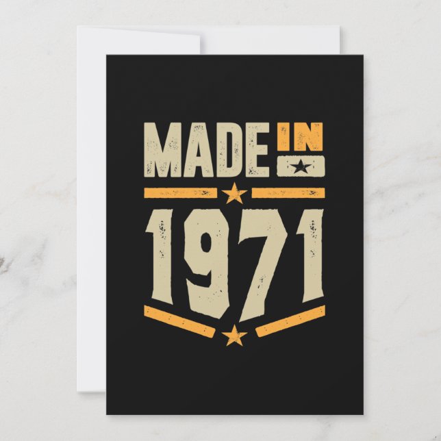 Made In 1971 Birthday Gift Invitation (Front)
