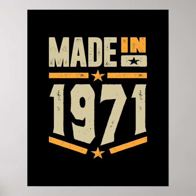 Made In 1971 Birthday Gift Poster (Front)