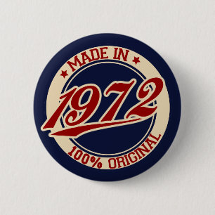 Made In 1972 6 Cm Round Badge