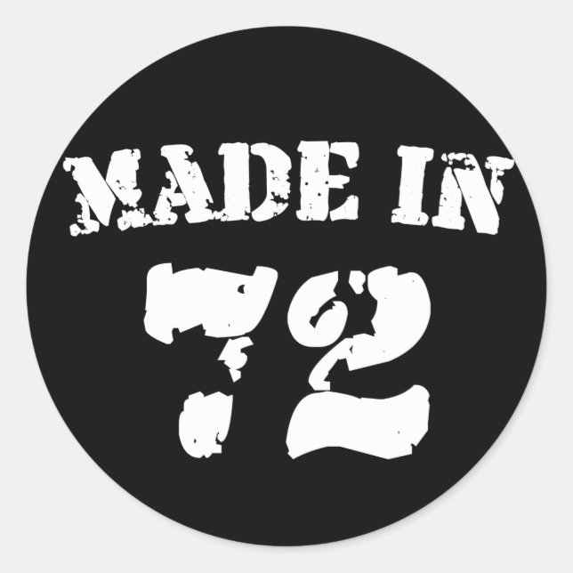 Made In 1972 Classic Round Sticker (Front)
