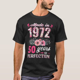 Made In 1972 Floral 50 Year Old 50Th Birthday Gift T-Shirt
