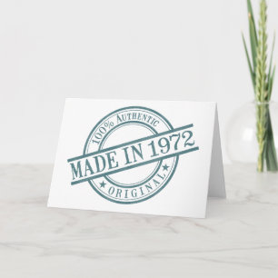 Made in 1972 Round Rubber Stamp Logo Birth Year Card