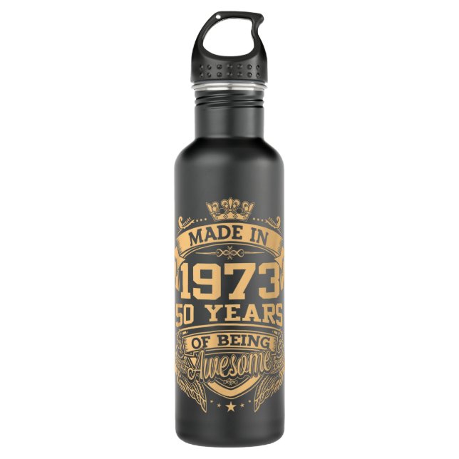 Made In 1973 50 Years Of Being Awesome 50th Birthd 710 Ml Water Bottle (Front)