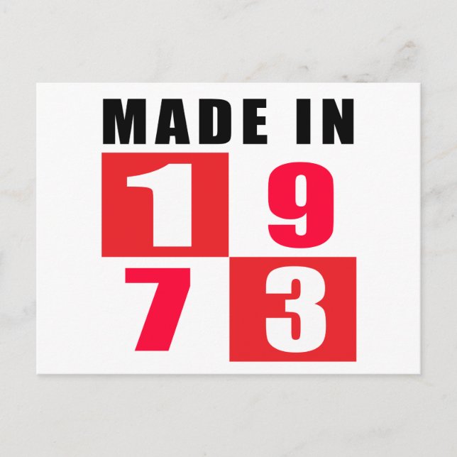 Made In 1973 Birthday Designs Postcard (Front)