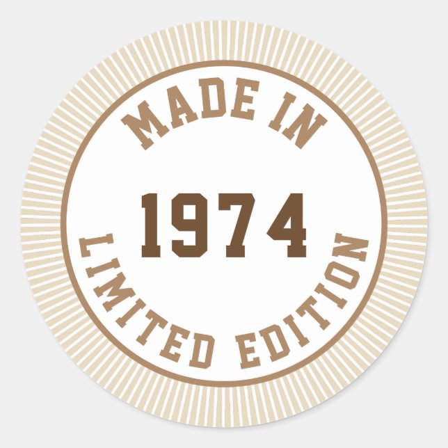 Made in 1974 classic round sticker (Front)