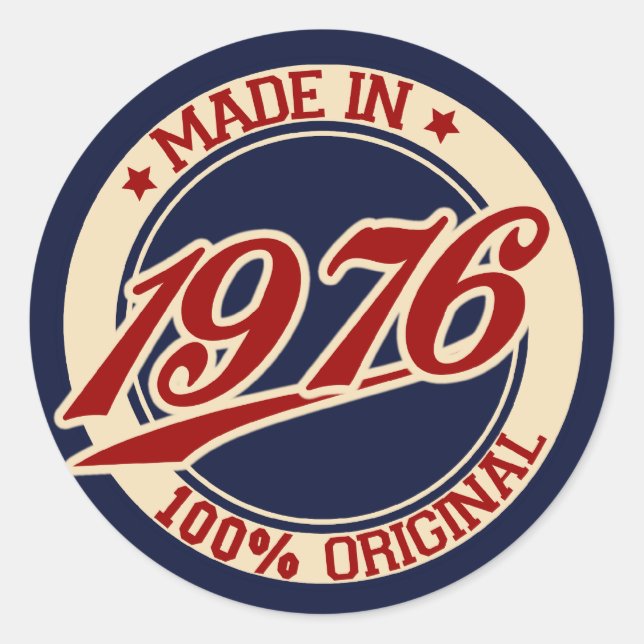 Made In 1976 Classic Round Sticker (Front)