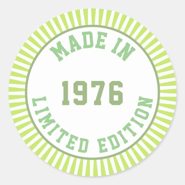 Made in 1976 classic round sticker (Front)