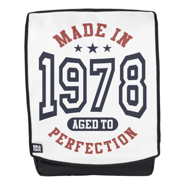 Made In 1978 Aged To Perfection Birthday Gift Backpack (Front)