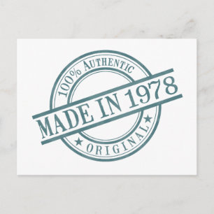 Made in 1978 Birth Year Round Rubber Stamp Logo Postcard