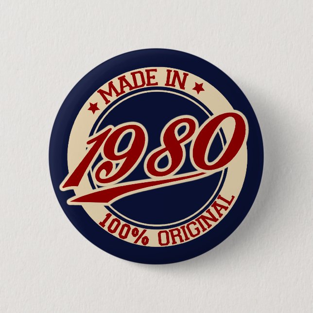 Made In 1980 6 Cm Round Badge (Front)