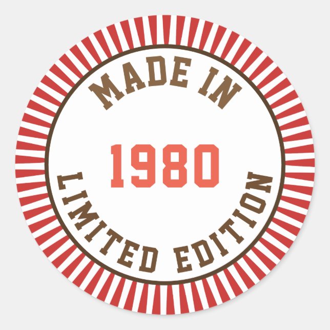 Made in 1980 classic round sticker (Front)