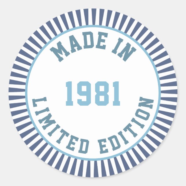 Made in 1981 classic round sticker (Front)