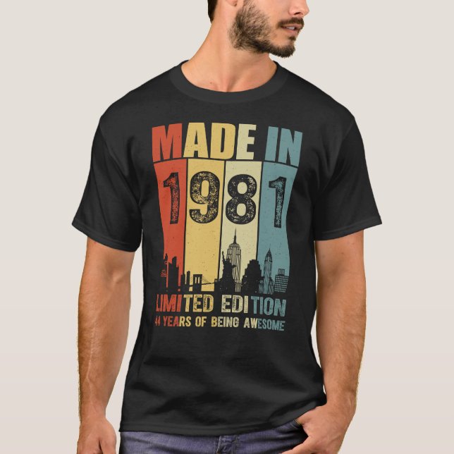 Made In 1981 Limited Edition 44 Years T-Shirt (Front)
