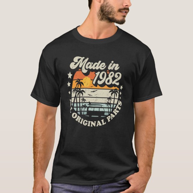 Made In 1982 All Original Parts Retro Style Sun    T-Shirt (Front)
