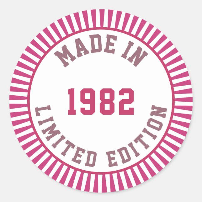 Made in 1982 classic round sticker (Front)