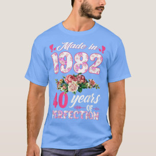 Made In 1982 Floral 40 Year Old 40th Birthday Gift T-Shirt