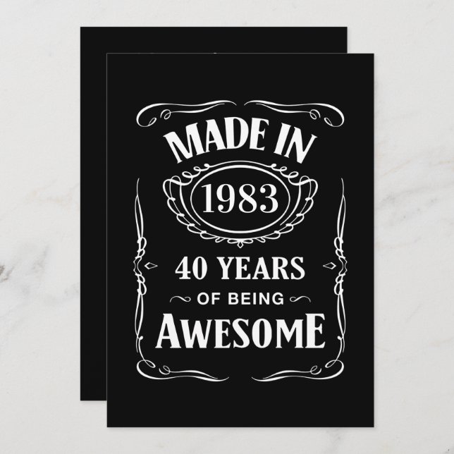 Made in 1983 40 years of being awesome 2023 bday invitation (Front/Back)