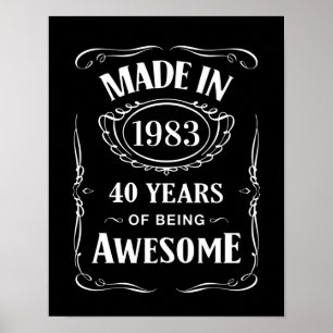 Made in 1983 40 years of being awesome 2023 bday poster