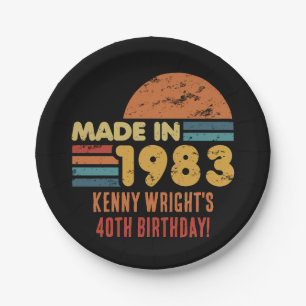 Made In 1983 40th Birthday Paper Plate