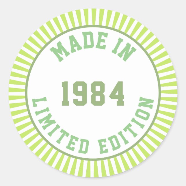 Made in 1984 classic round sticker (Front)