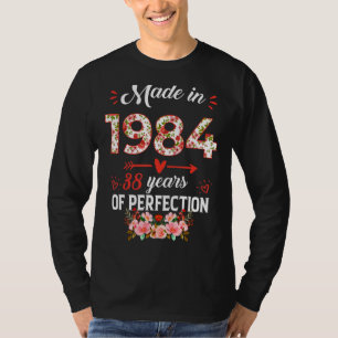 Made In 1984 Floral 38 Years Old 38th Birthday Wo T-Shirt