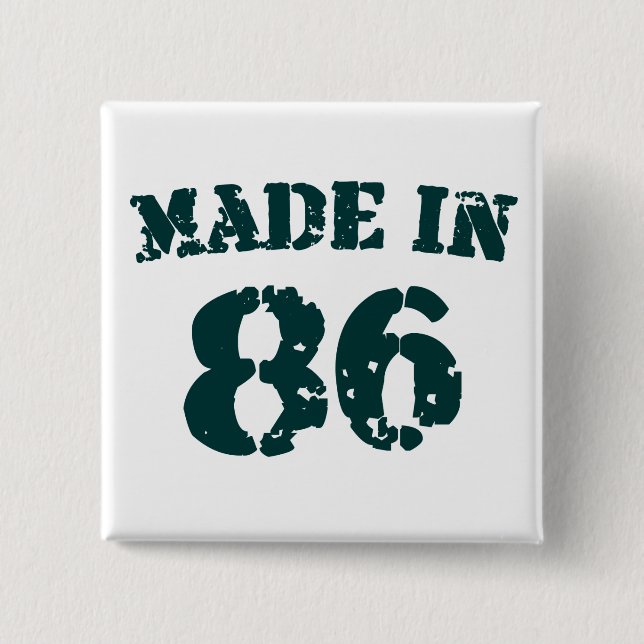 Made In 1986 15 Cm Square Badge (Front)
