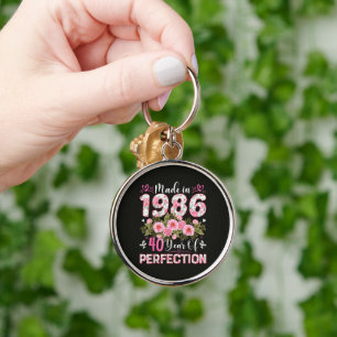 Made In 1986 40 Years Of Perfection Floral Key Ring