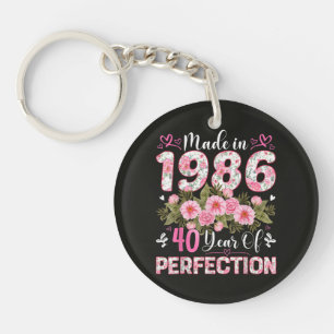 Made In 1986 40 Years Of Perfection Floral Key Ring