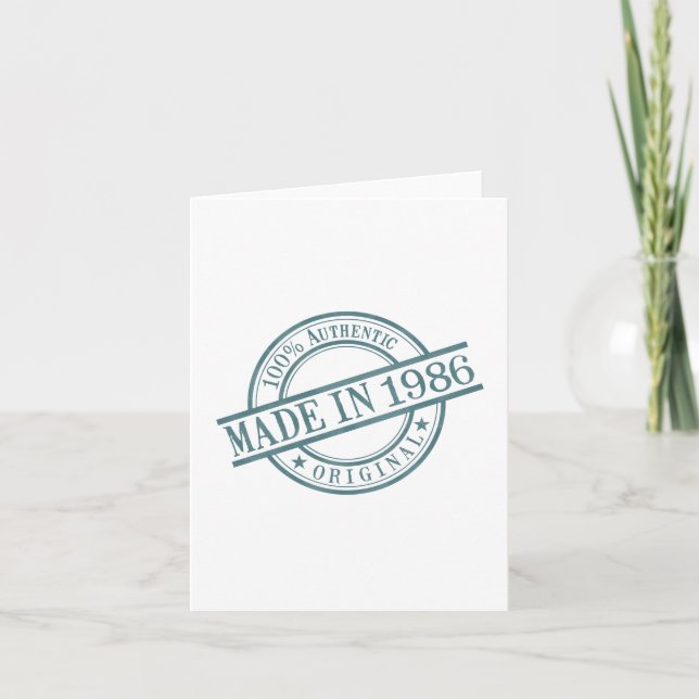 Made in 1986 Circular Stamp Logo Greeting Card (Front)