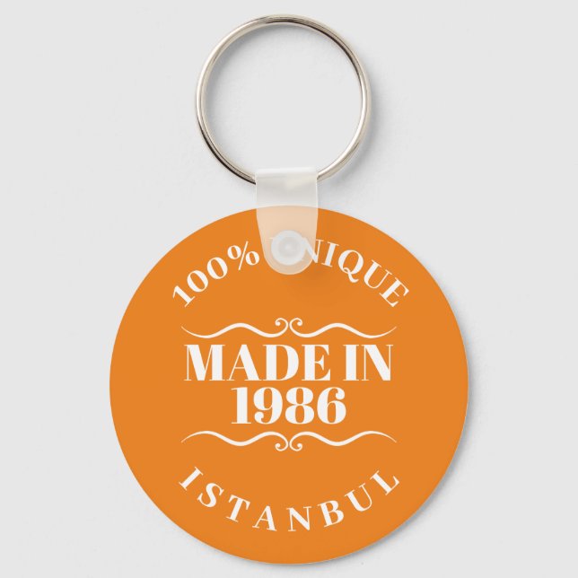 Made in 1986 key ring (Front)