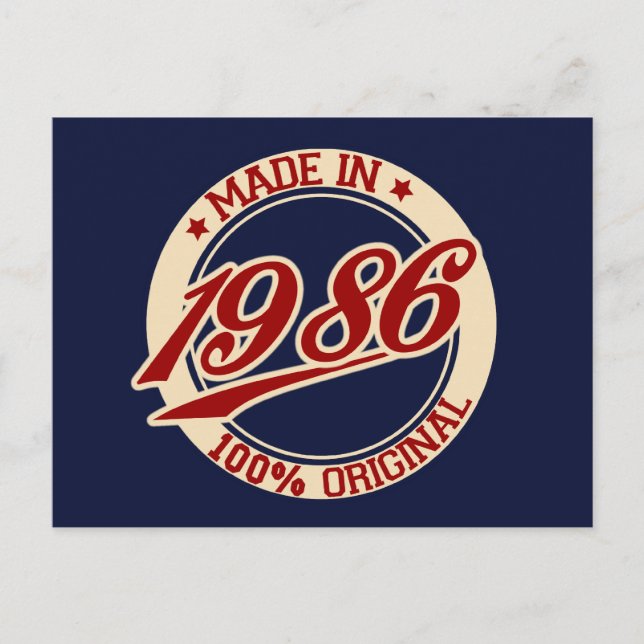 Made In 1986 Postcard (Front)