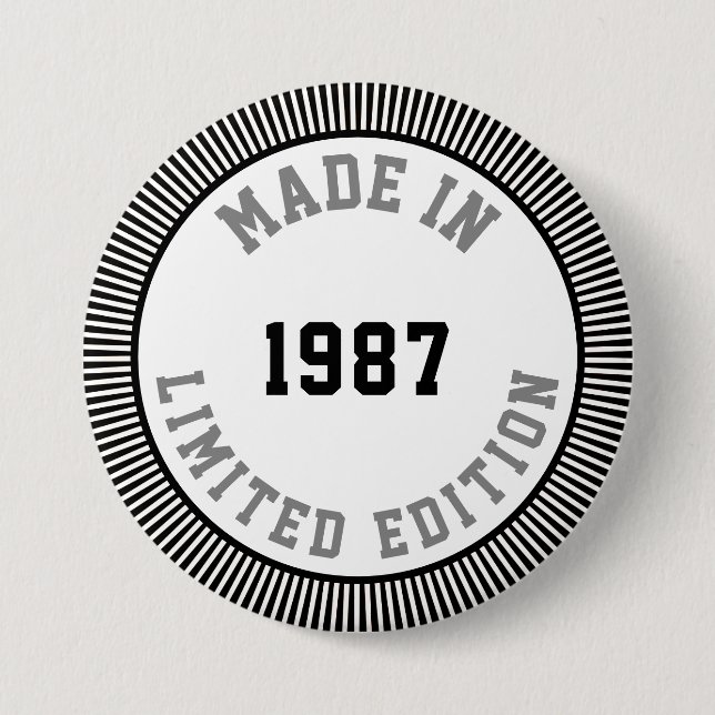 Made in 1987 7.5 cm round badge (Front)