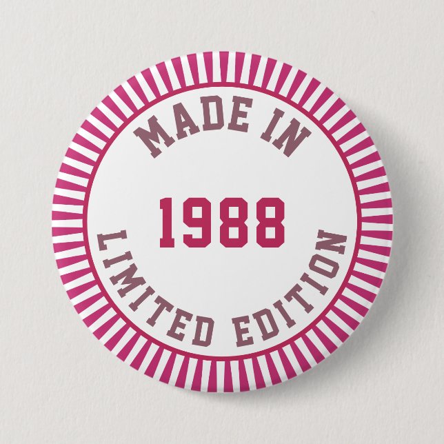 Made in 1988 7.5 cm round badge (Front)