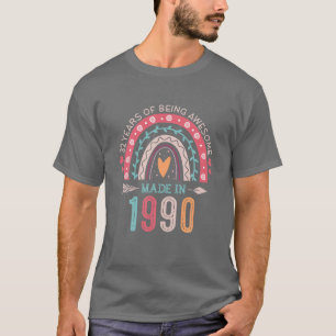 Made In 1990 32 Year Old Rainbow 32Nd Birthday Gif T-Shirt