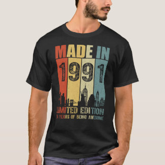 Made In 1991 Limited Edition 34 Years T-Shirt