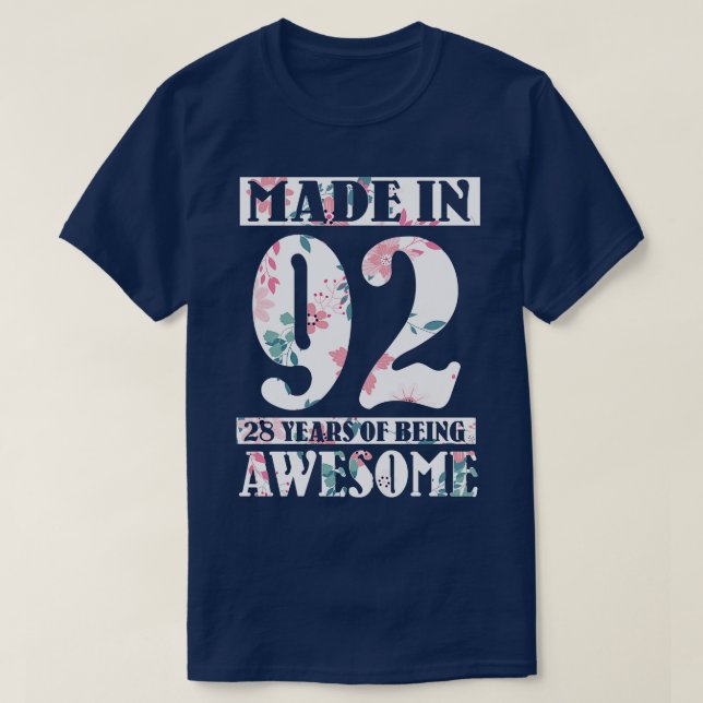 Made In 1992 Happy Birthday To Me Nana Mum Aunt Si T-Shirt (Design Front)