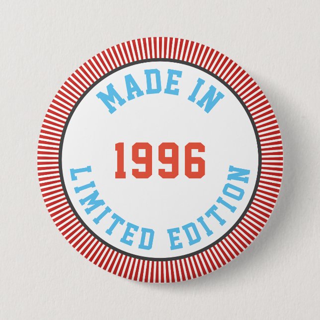 Made in 1996 7.5 cm round badge (Front)