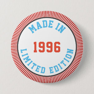 Made in 1996 7.5 cm round badge