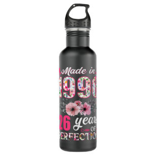 Made In 1996 Floral 26 Year Old 26th Birthday Gift 710 Ml Water Bottle