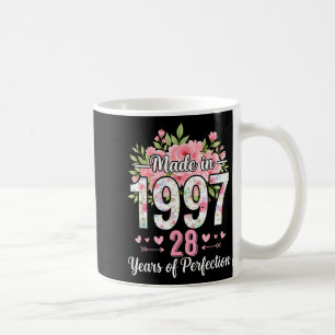 Made In 1997 Floral 28th Birthday Women 28 Years O Coffee Mug