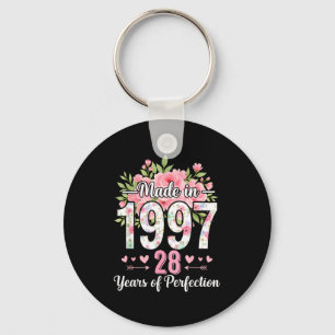 Made In 1997 Floral 28th Birthday Women 28 Years O Key Ring