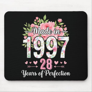 Made In 1997 Floral 28th Birthday Women 28 Years O Mouse Mat