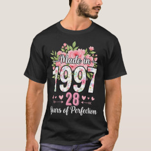 Made In 1997 Floral 28th Birthday Women 28 Years O T-Shirt