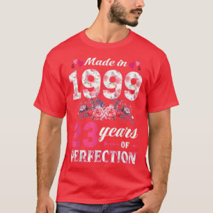 Made In 1999 Floral 23rd Birthday 23 Year Old Gift T-Shirt