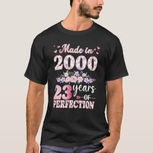 Made In 2000 Floral 23 Years Old 23rd Birthday For T-Shirt